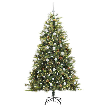 vidaXL Artificial Hinged Christmas Tree with Cones Green 210 cm - 45755
