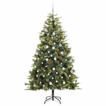 vidaXL Artificial Hinged Christmas Tree with Cones Green 210 cm - 45755
