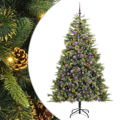 vidaXL Artificial Hinged Christmas Tree with Cones Green 210 cm - 45760