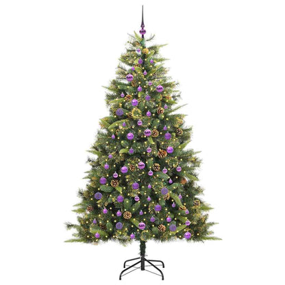 vidaXL Artificial Hinged Christmas Tree with Cones Green 210 cm - 45760