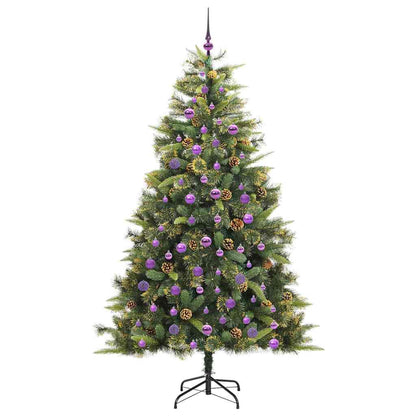 vidaXL Artificial Hinged Christmas Tree with Cones Green 210 cm - 45760
