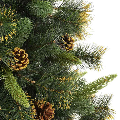vidaXL Artificial Hinged Christmas Tree with Cones Green 210 cm - 45764