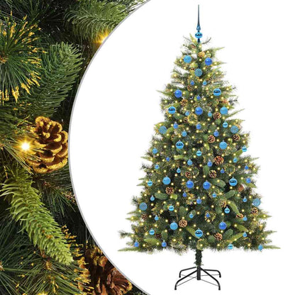 vidaXL Artificial Hinged Christmas Tree with Cones Green 210 cm - 45764
