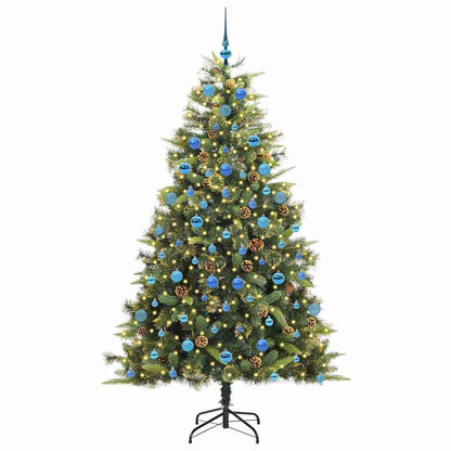 vidaXL Artificial Hinged Christmas Tree with Cones Green 210 cm - 45764