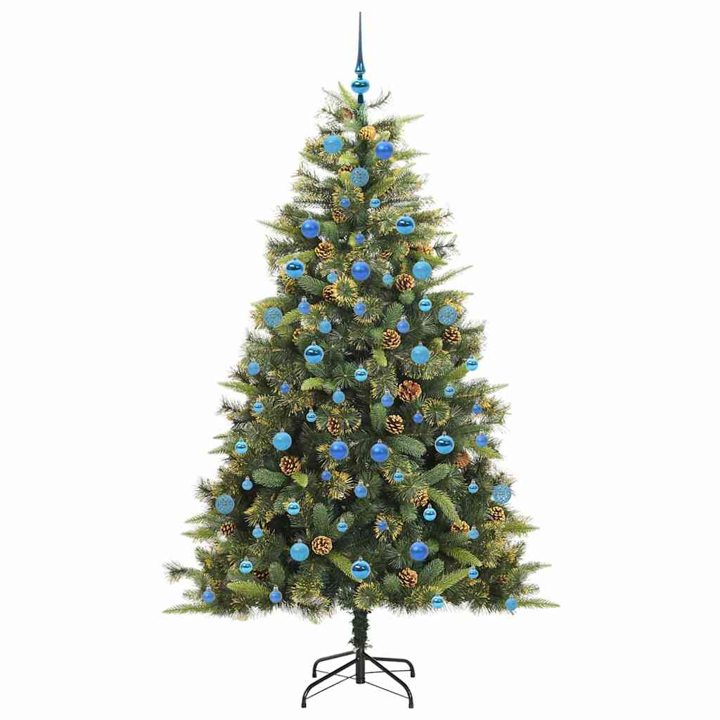 vidaXL Artificial Hinged Christmas Tree with Cones Green 210 cm - 45764