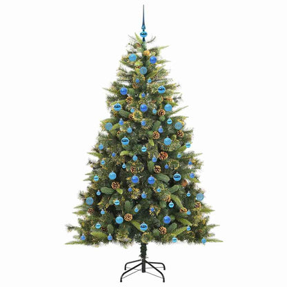 vidaXL Artificial Hinged Christmas Tree with Cones Green 210 cm - 45764
