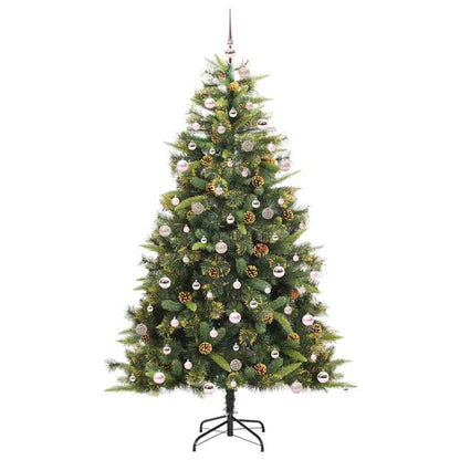 vidaXL Artificial Hinged Christmas Tree with Cones 300 LEDs Warm White - Green - 240 cm