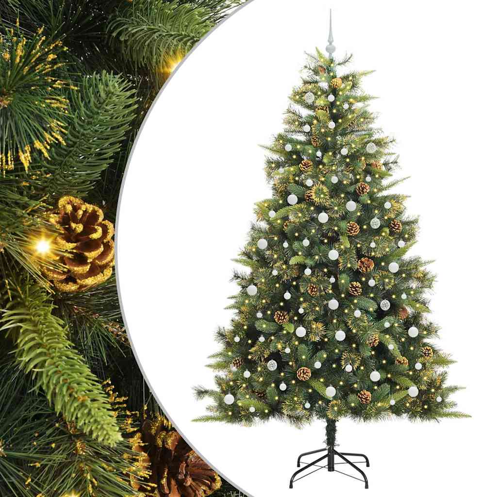 vidaXL Artificial Hinged Christmas Tree with Cones Green 240 cm - 45788