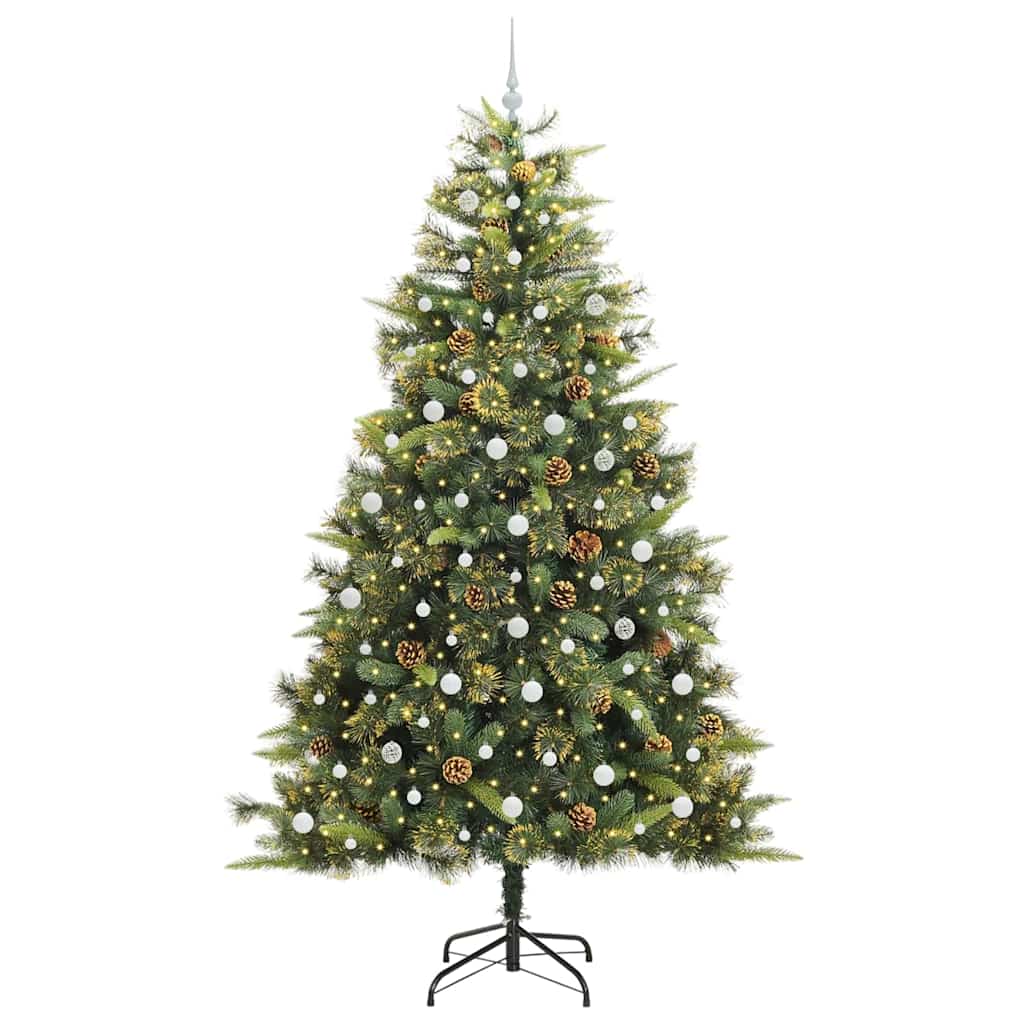 vidaXL Artificial Hinged Christmas Tree with Cones Green 240 cm - 45788