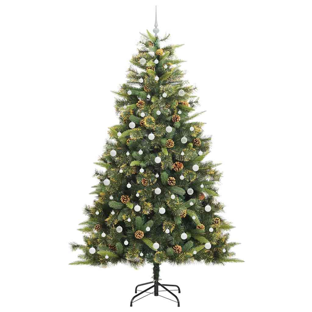 vidaXL Artificial Hinged Christmas Tree with Cones Green 240 cm - 45788