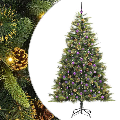 vidaXL Artificial Hinged Christmas Tree with Cones Green 240 cm - 45792