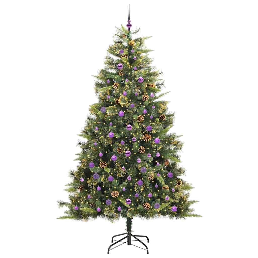 vidaXL Artificial Hinged Christmas Tree with Cones Green 240 cm - 45792