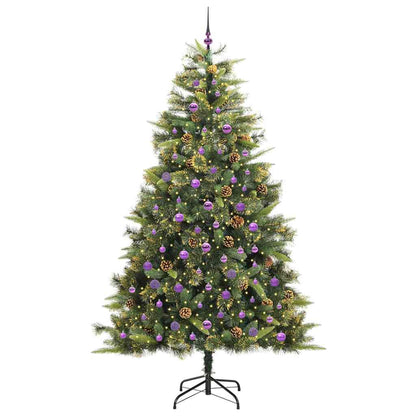 vidaXL Artificial Hinged Christmas Tree with Cones Green 240 cm - 45792