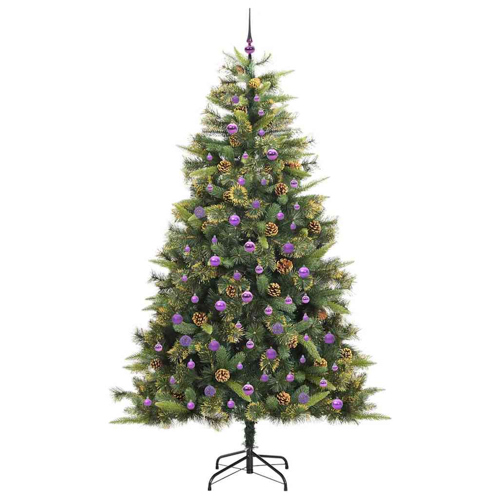 vidaXL Artificial Hinged Christmas Tree with Cones Green 240 cm - 45792