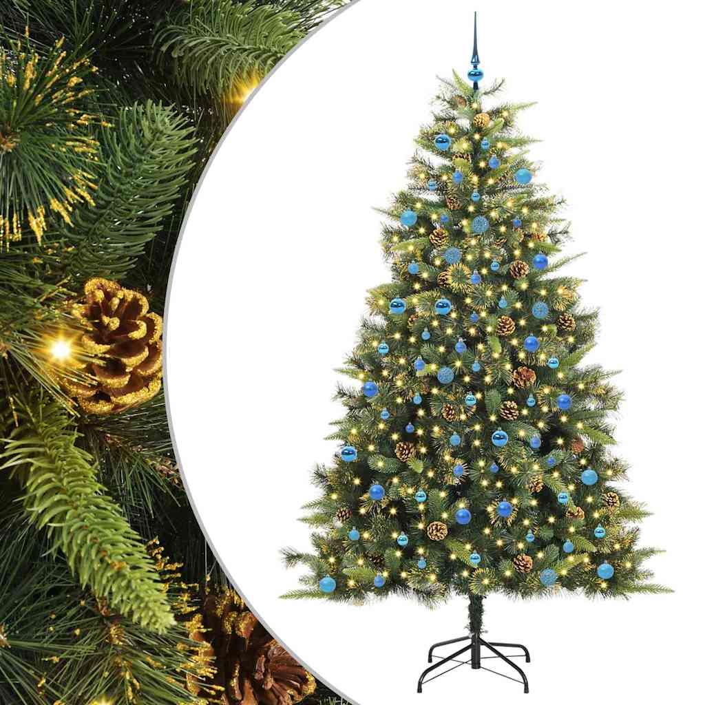 vidaXL Artificial Hinged Christmas Tree with Cones Green 240 cm - 45794