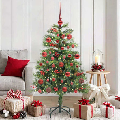 vidaXL Artificial Christmas Tree 150 LEDs Warm White PVC and Metal - Green - 150 cm