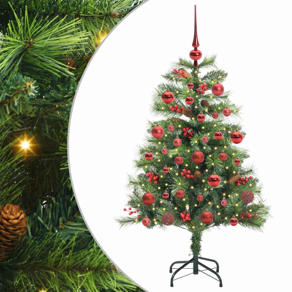 vidaXL Artificial Christmas Tree 150 LEDs Warm White PVC and Metal - Green - 150 cm