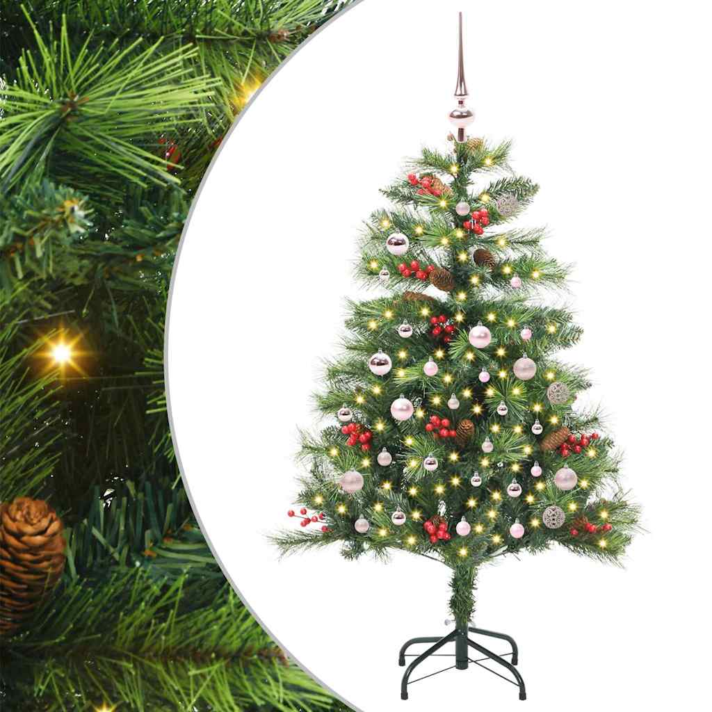 vidaXL Artificial Christmas Tree 150 LEDs Warm White PVC and Metal - Green - 150 cm - 45821