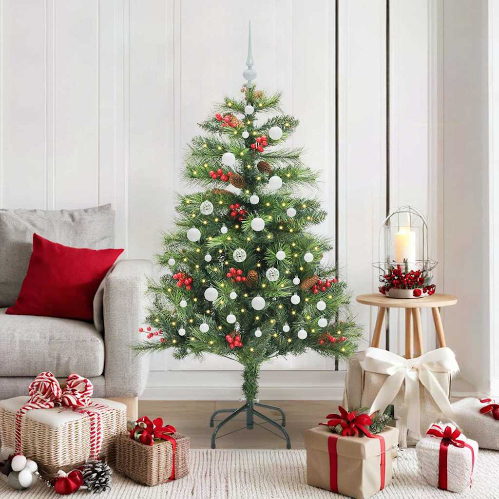 vidaXL Artificial Christmas Tree 150 LEDs Warm White PVC and Metal - Green - 150 cm - 45822