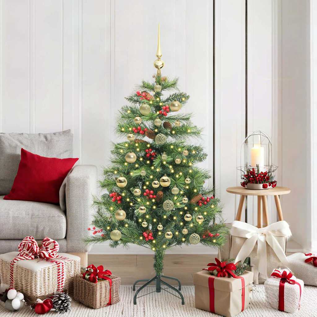 vidaXL Artificial Christmas Tree 150 LEDs Warm White PVC and Metal - Green - 150 cm - 45823