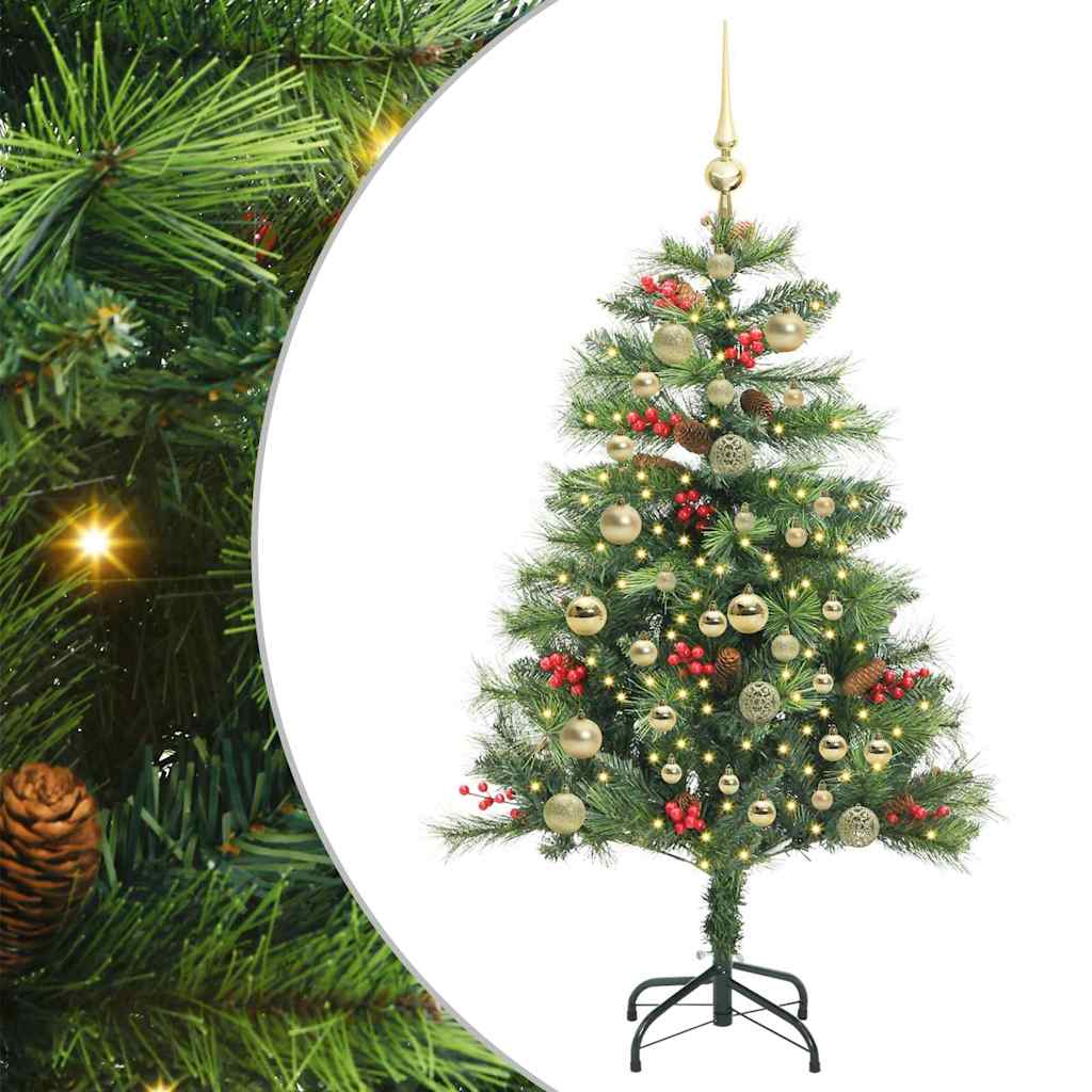 vidaXL Artificial Christmas Tree 150 LEDs Warm White PVC and Metal - Green - 150 cm - 45823