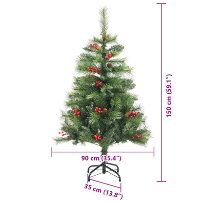 vidaXL Artificial Christmas Tree 150 LEDs Warm White PVC and Metal - Green - 150 cm - 45823
