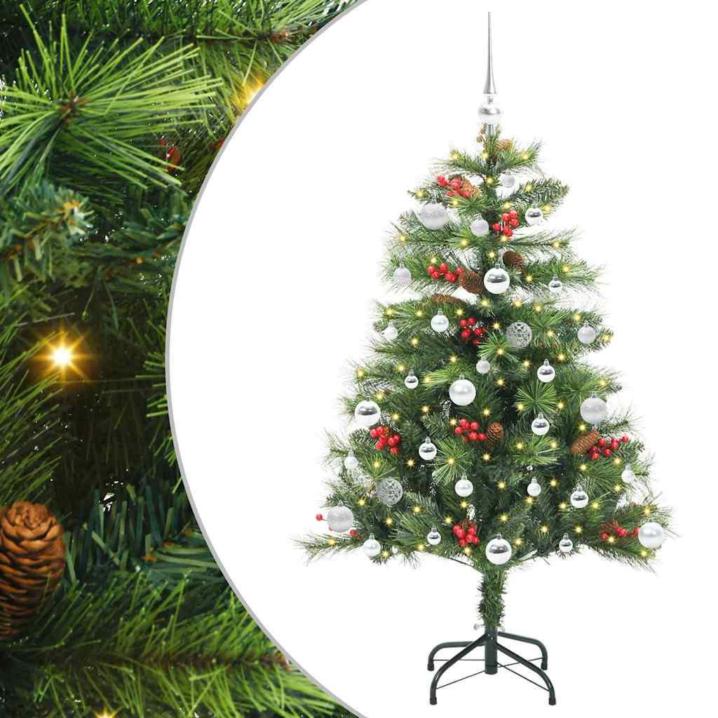 vidaXL Artificial Christmas Tree 150 LEDs Warm White PVC and Metal - Green - 150 cm - 45824