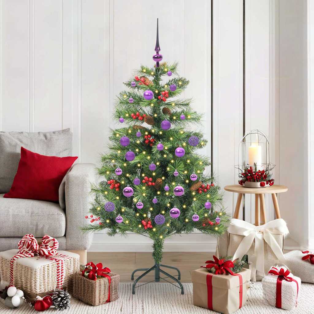 vidaXL Artificial Christmas Tree 150 LEDs Warm White PVC and Metal - Green - 150 cm - 45827