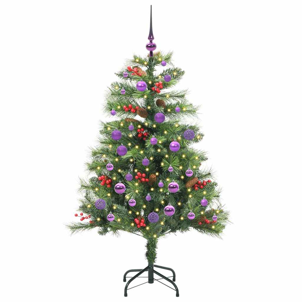 vidaXL Artificial Christmas Tree 150 LEDs Warm White PVC and Metal - Green - 150 cm - 45827
