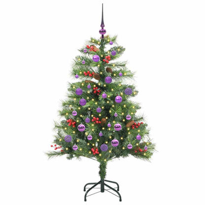 vidaXL Artificial Christmas Tree 150 LEDs Warm White PVC and Metal - Green - 150 cm - 45827
