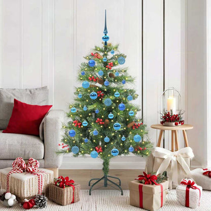 vidaXL Artificial Christmas Tree 150 LEDs Warm White PVC and Metal - Green - 150 cm - 45840