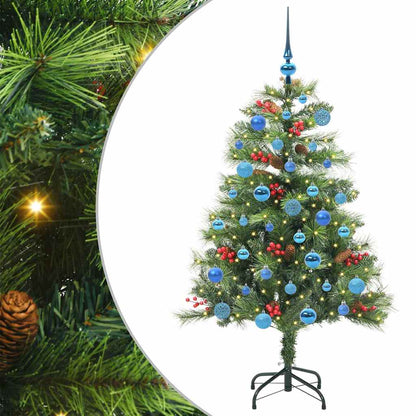 vidaXL Artificial Christmas Tree 150 LEDs Warm White PVC and Metal - Green - 150 cm - 45840