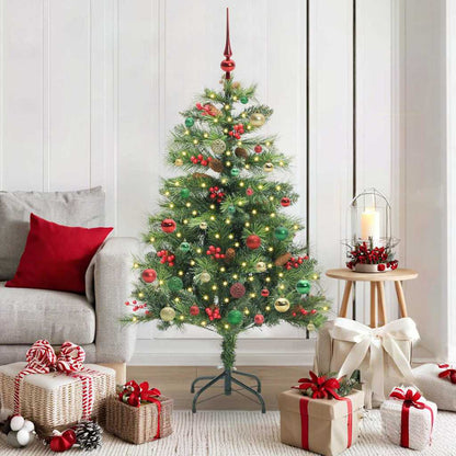 vidaXL Artificial Christmas Tree 150 LEDs Warm White PVC and Metal - Green - 150 cm - 45849