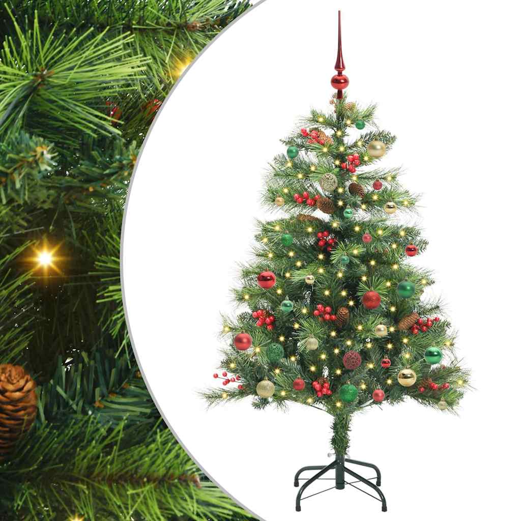 vidaXL Artificial Christmas Tree 150 LEDs Warm White PVC and Metal - Green - 150 cm - 45849