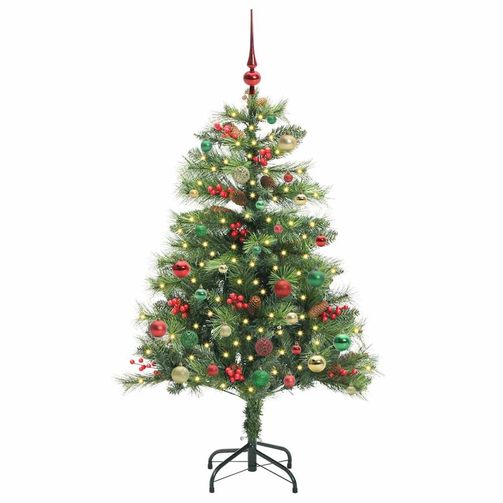 vidaXL Artificial Christmas Tree 150 LEDs Warm White PVC and Metal - Green - 150 cm - 45849
