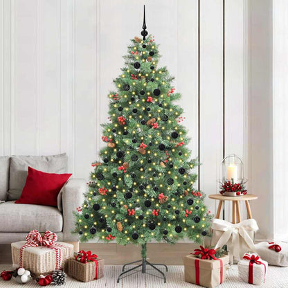 vidaXL Artificial Christmas Tree 300 LEDs Warm White PVC and Metal - Green - 210 cm