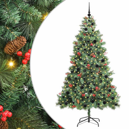 vidaXL Artificial Christmas Tree 300 LEDs Warm White PVC and Metal - Green - 210 cm