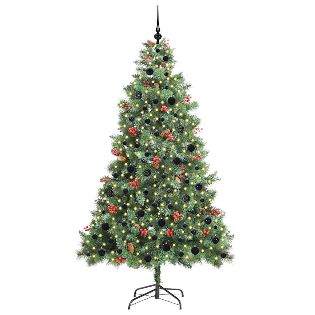 vidaXL Artificial Christmas Tree 300 LEDs Warm White PVC and Metal - Green - 210 cm