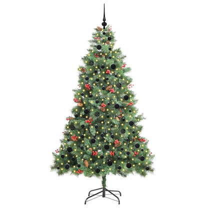 vidaXL Artificial Christmas Tree 300 LEDs Warm White PVC and Metal - Green - 210 cm