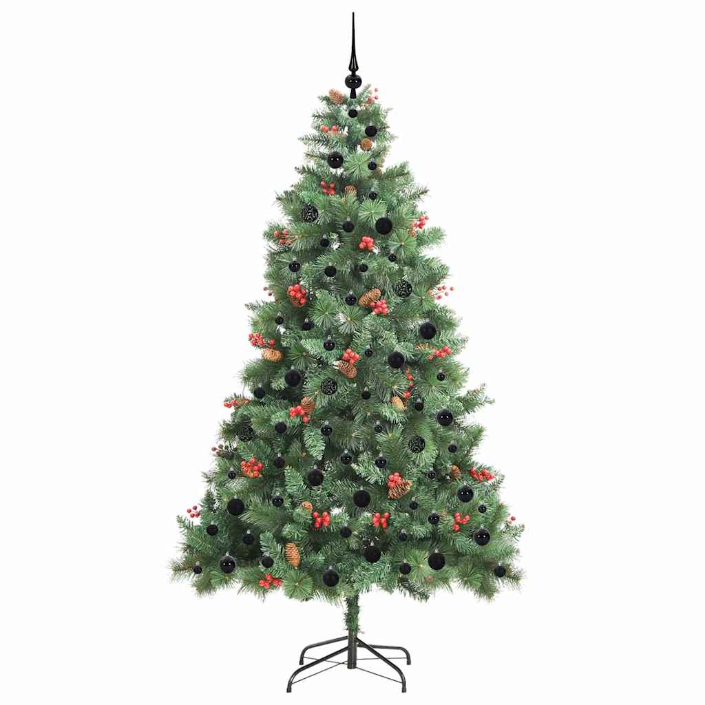 vidaXL Artificial Christmas Tree 300 LEDs Warm White PVC and Metal - Green - 210 cm