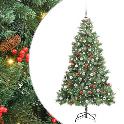 vidaXL Artificial Christmas Tree 300 LEDs Warm White PVC and Metal - Green - 210 cm - 45854