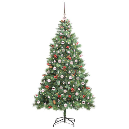 vidaXL Artificial Christmas Tree 300 LEDs Warm White PVC and Metal - Green - 210 cm - 45854