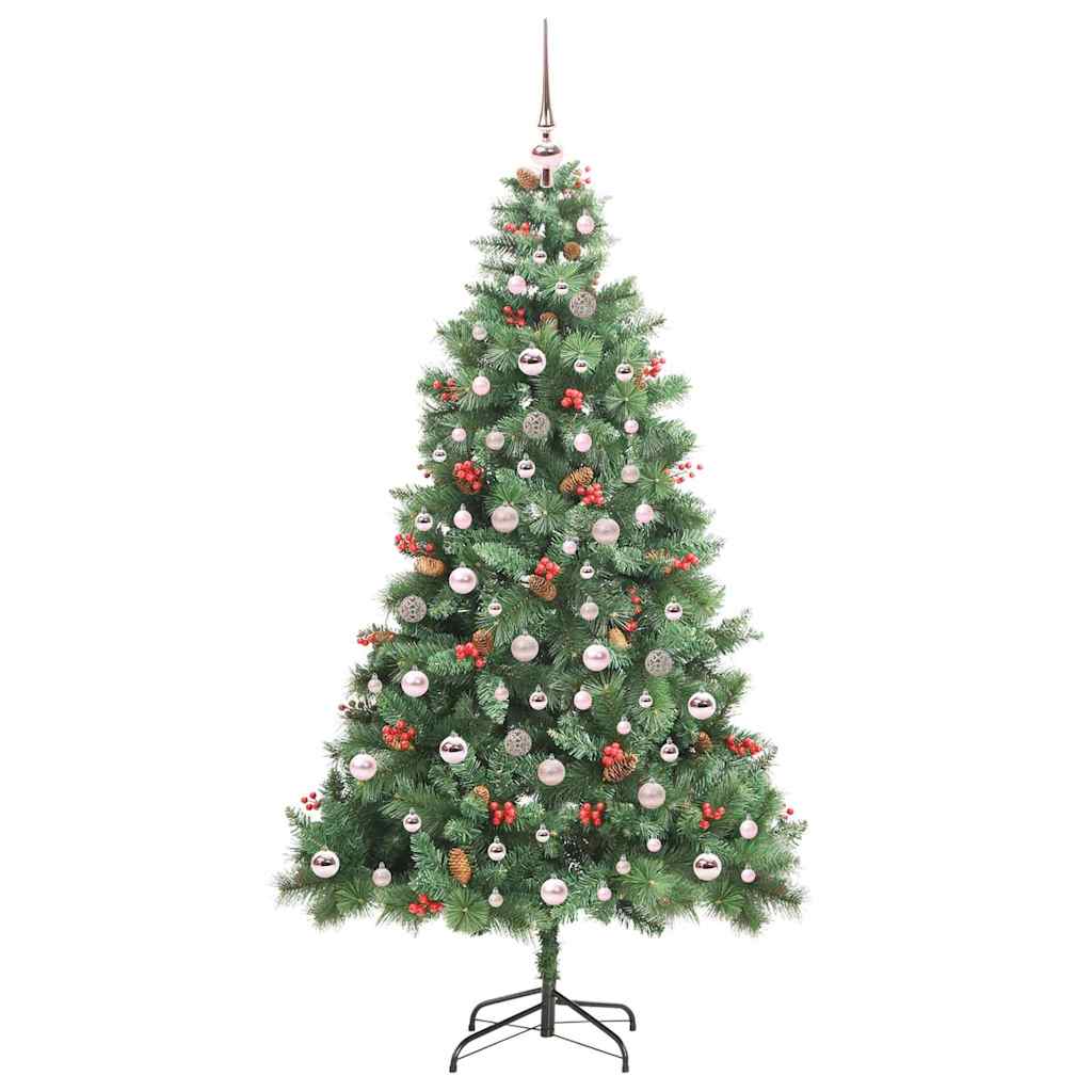vidaXL Artificial Christmas Tree 300 LEDs Warm White PVC and Metal - Green - 210 cm - 45854