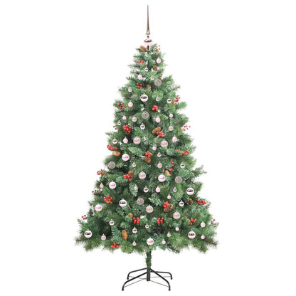 vidaXL Artificial Christmas Tree 300 LEDs Warm White PVC and Metal - Green - 210 cm - 45854