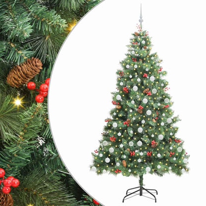 vidaXL Artificial Christmas Tree 300 LEDs Warm White PVC and Metal - Green - 210 cm - 45855