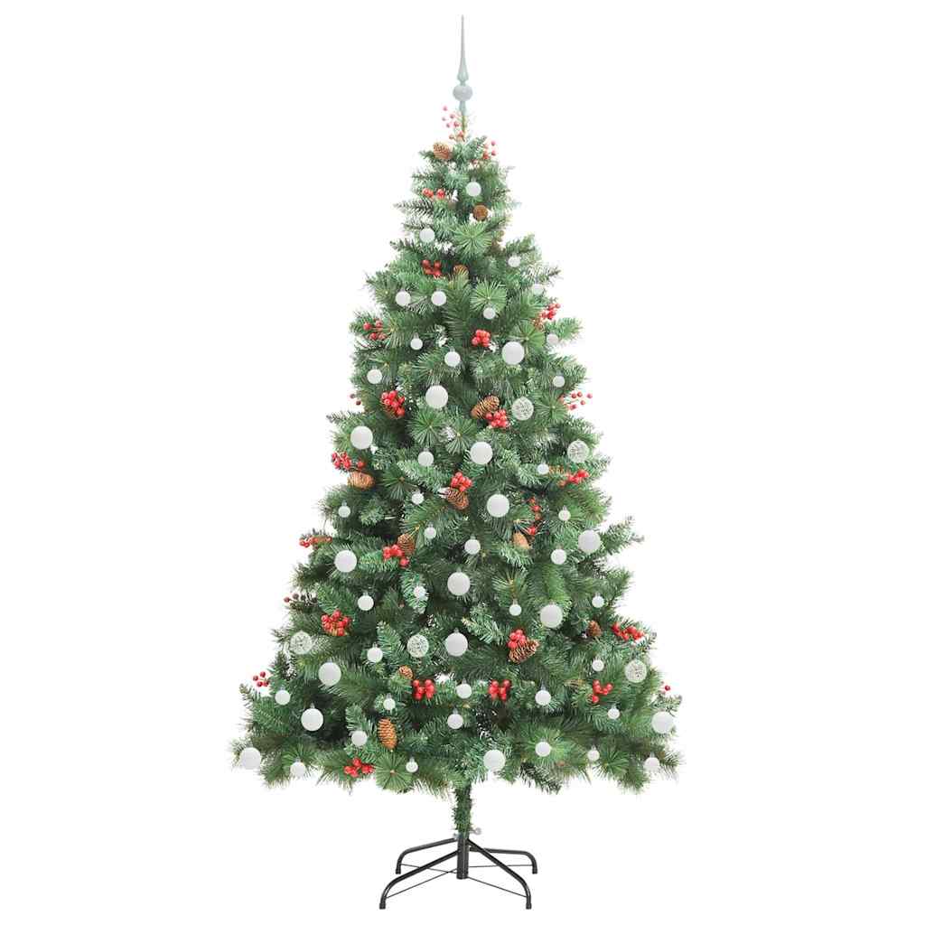 vidaXL Artificial Christmas Tree 300 LEDs Warm White PVC and Metal - Green - 210 cm - 45855