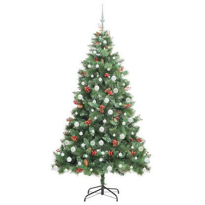 vidaXL Artificial Christmas Tree 300 LEDs Warm White PVC and Metal - Green - 210 cm - 45855