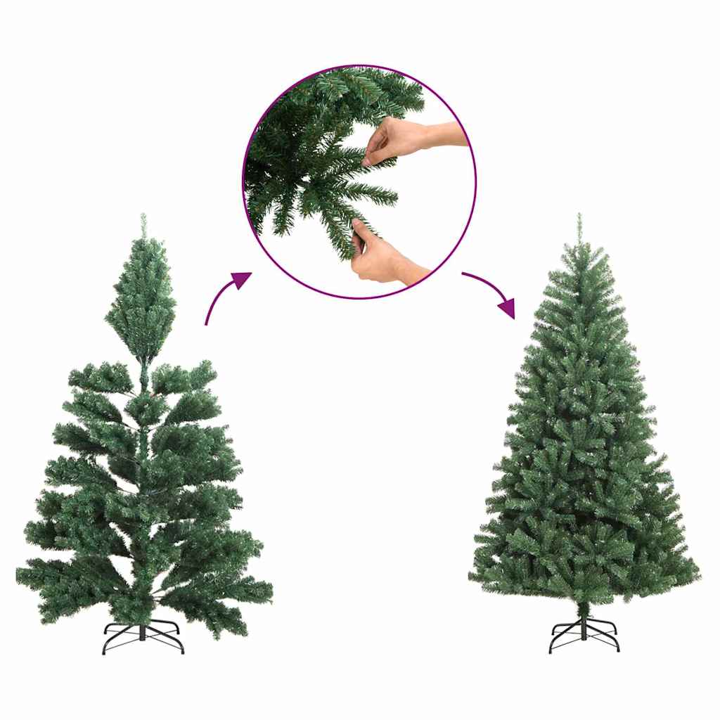 vidaXL Artificial Christmas Tree 300 LEDs Warm White PVC and Metal - Green - 210 cm - 45855