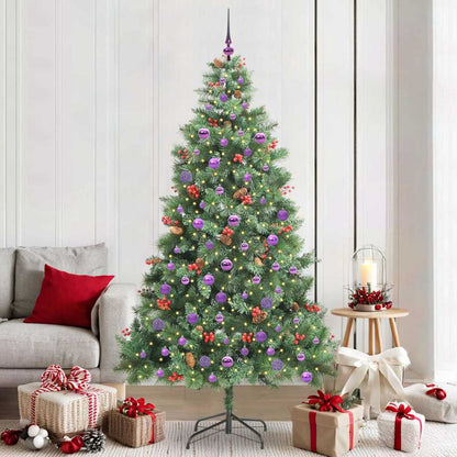 vidaXL Artificial Christmas Tree 300 LEDs Warm White PVC and Metal - Green - 210 cm - 45859