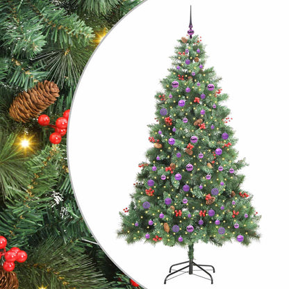 vidaXL Artificial Christmas Tree 300 LEDs Warm White PVC and Metal - Green - 210 cm - 45859